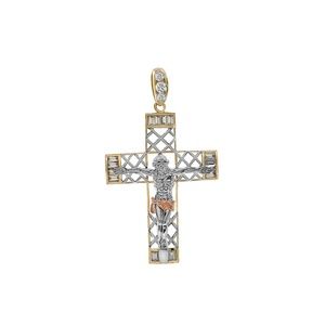 2.50 Carat Cubic Zirconia Crucifix Gold Pendant